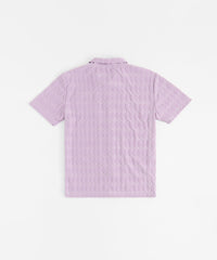 Diamond Plate Towel Color Blocked Short Sleeve Button Down Shirt - Mauve