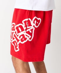 Chucky Horror Embroidered Fleece Short - Red