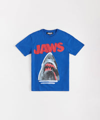 Jaws Rhinestone Short Sleeve Tee - Blue