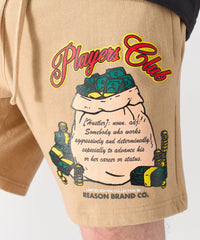 Hustler Players Club Embroidered Short - Clay