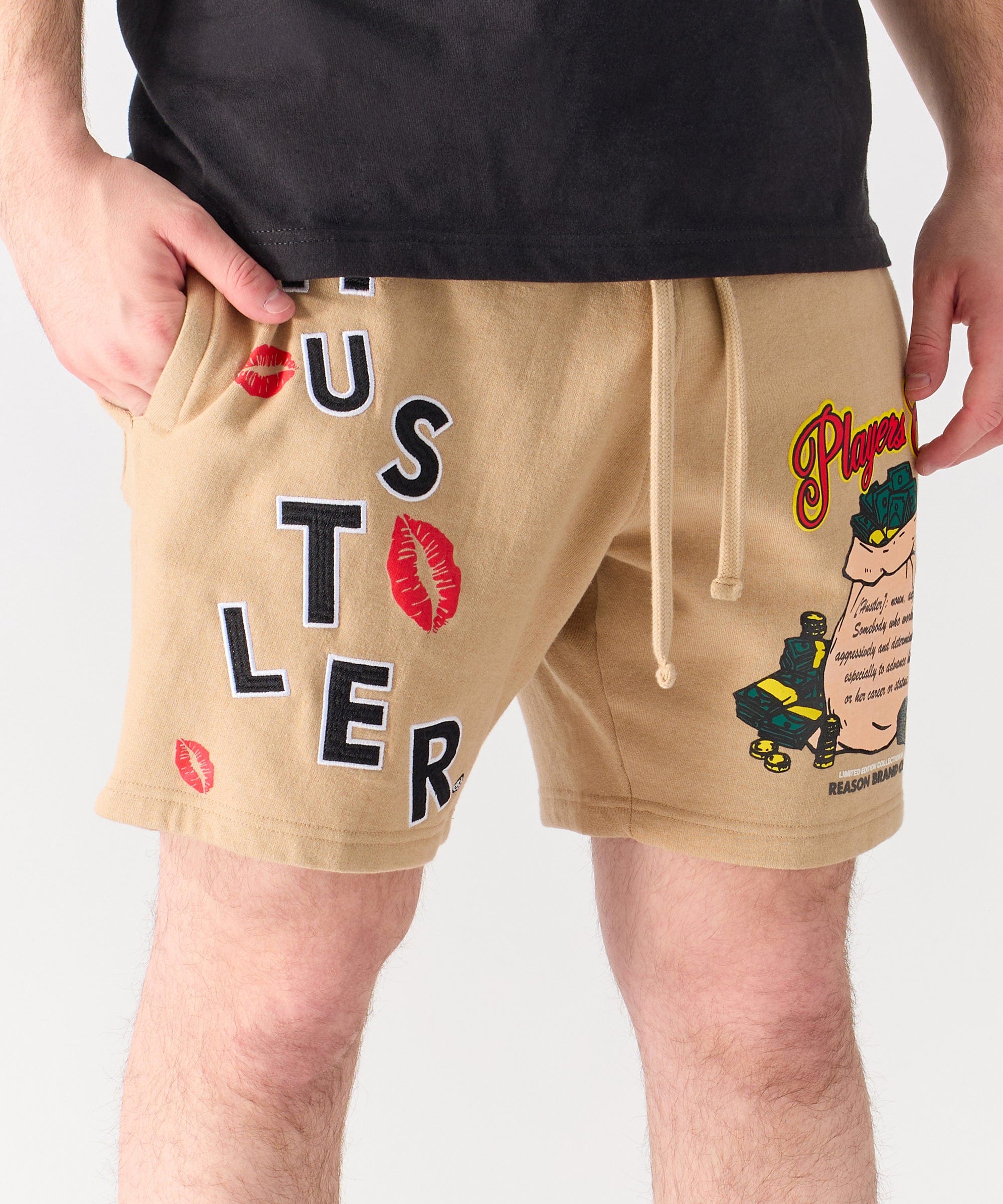Hustler Players Club Embroidered Short - Clay