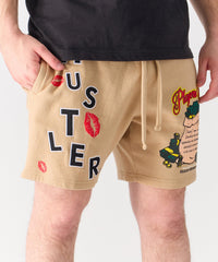 Hustler Players Club Embroidered Short - Clay
