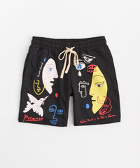 Faces Art Print Short - Black