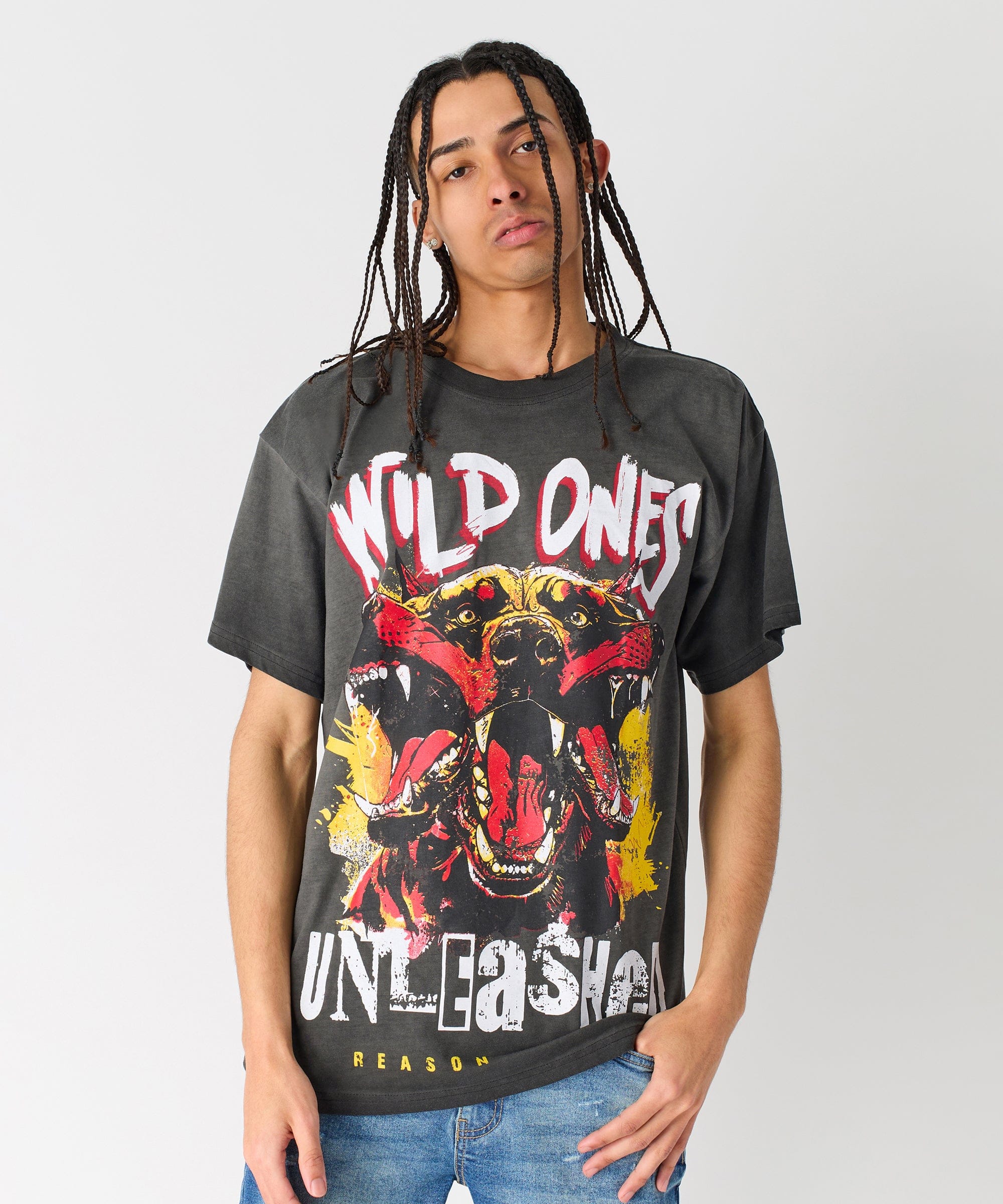 Unleashed Washed Short Sleeve Tee - Charcoal