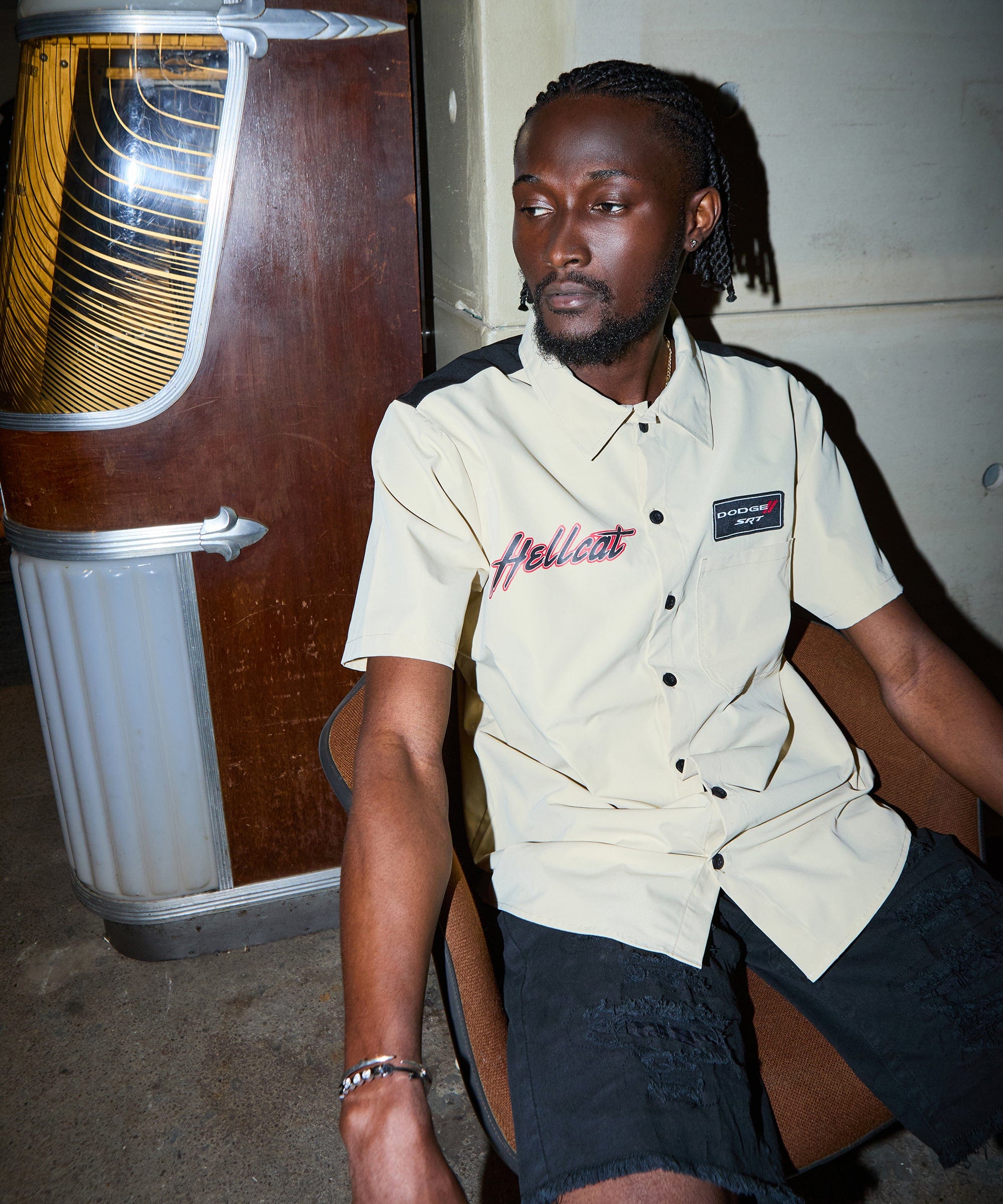 Dodge Hellcat Mechanics Short Sleeve Shirt - Khaki