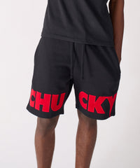Chucky Fleece Embroidered Short - Black