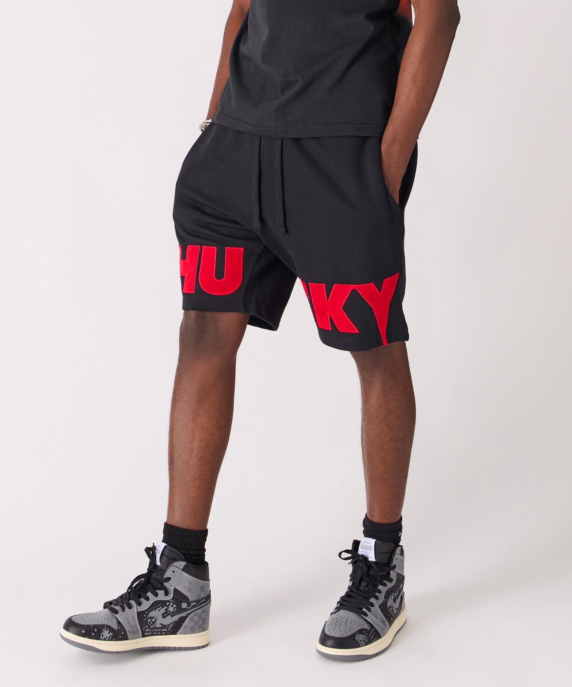 Chucky Fleece Embroidered Short - Black