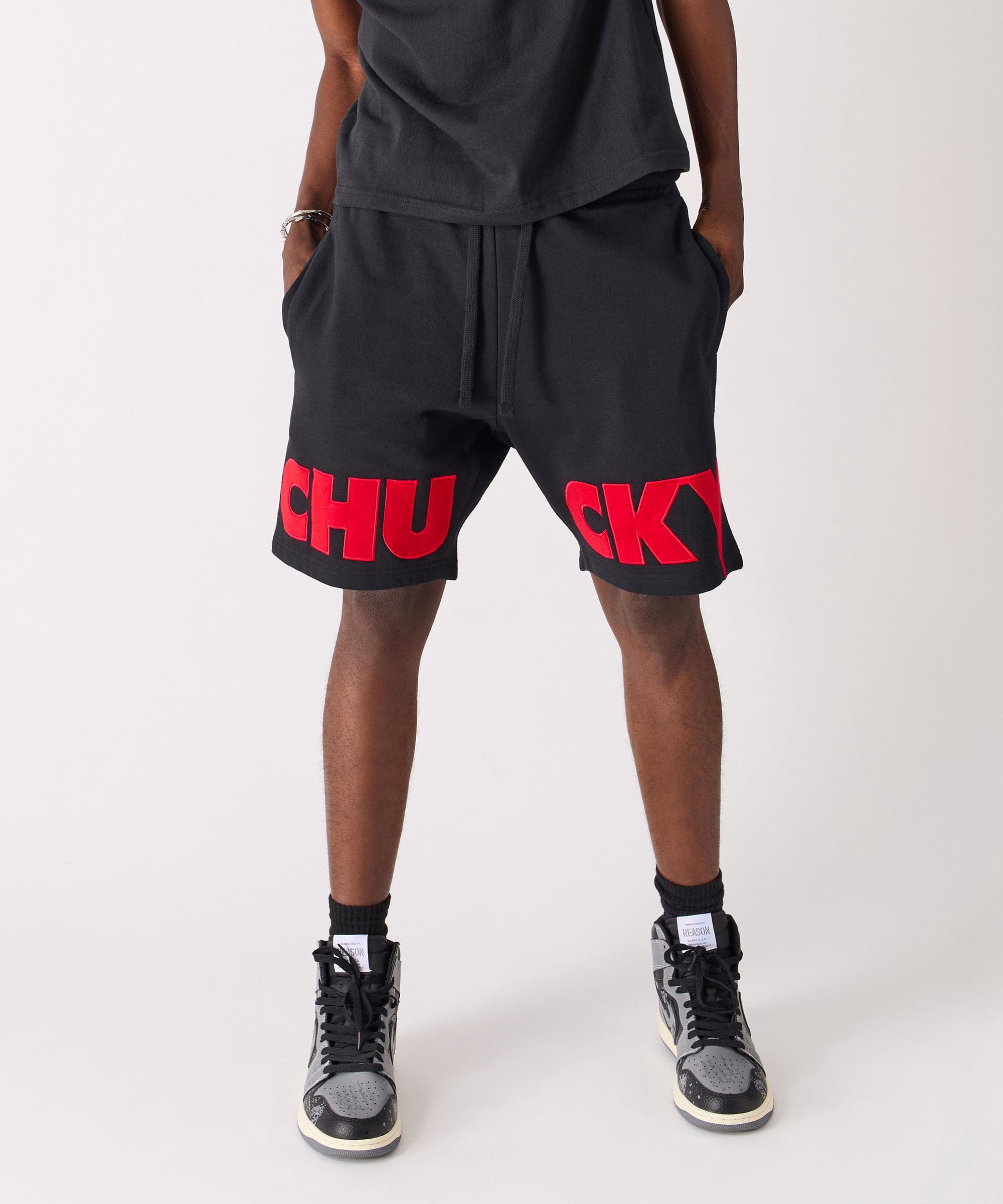 Chucky Fleece Embroidered Short - Black