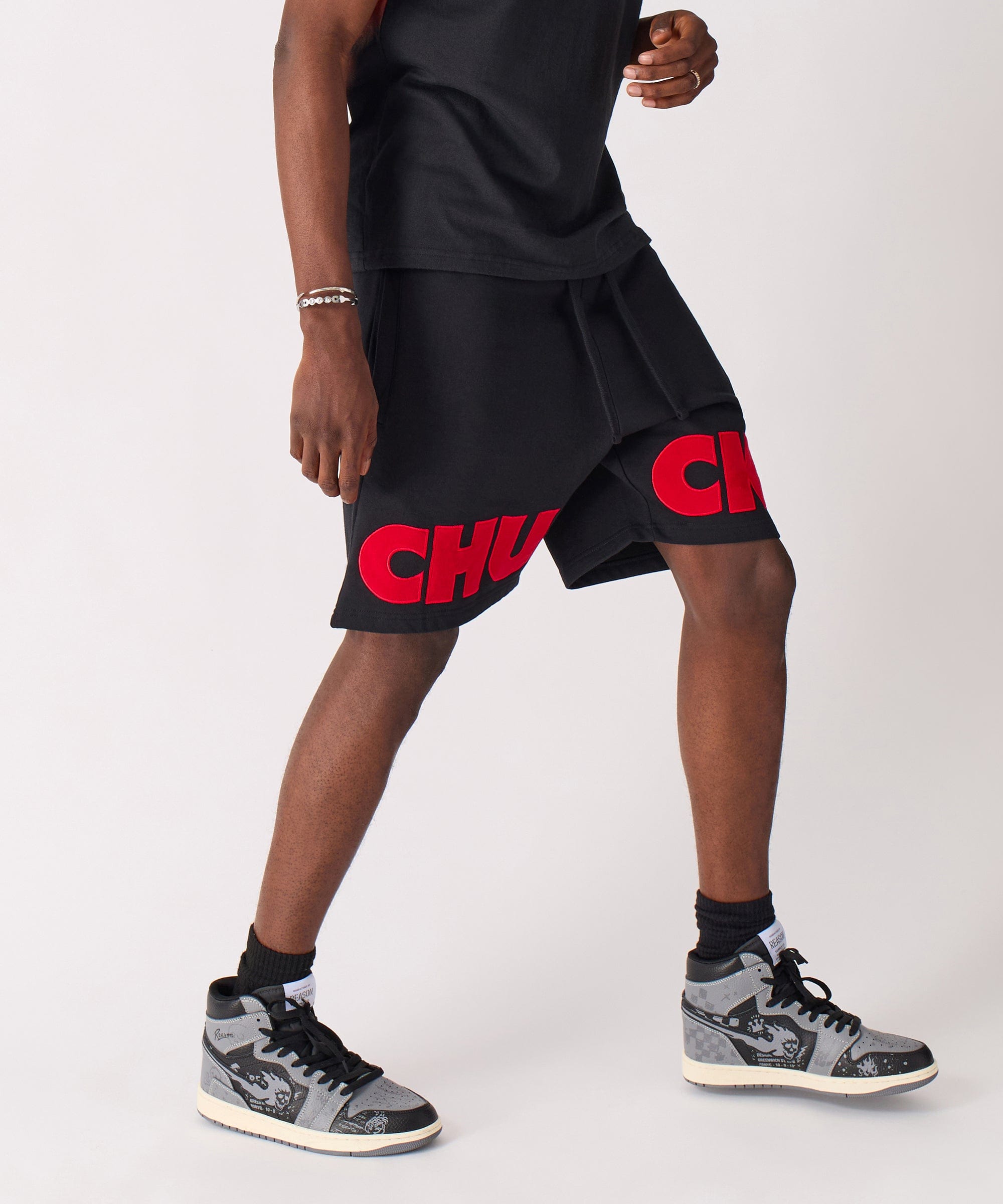 Chucky Fleece Embroidered Short - Black