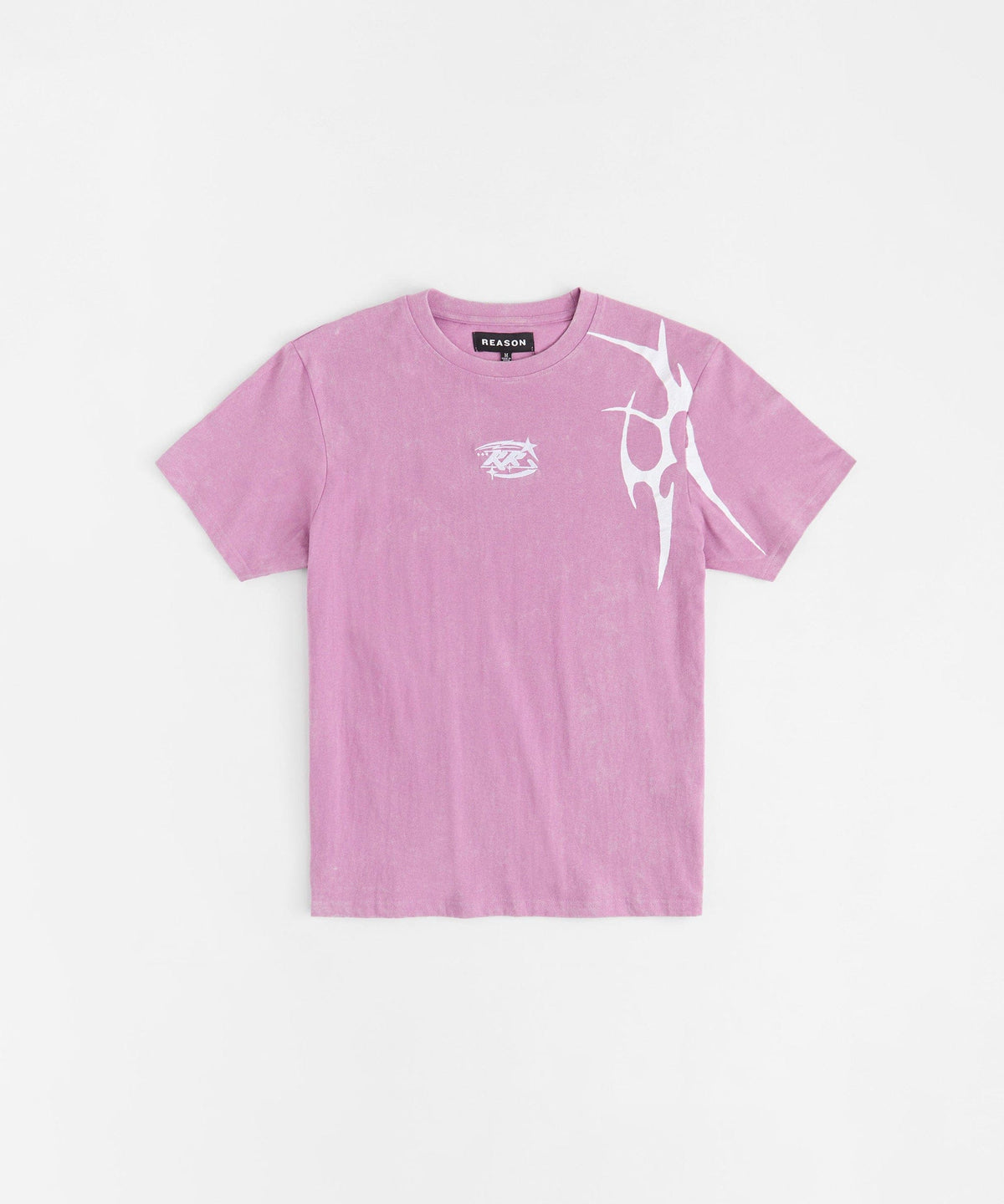 Washed Embroidered Short Sleeve Tee - Purple