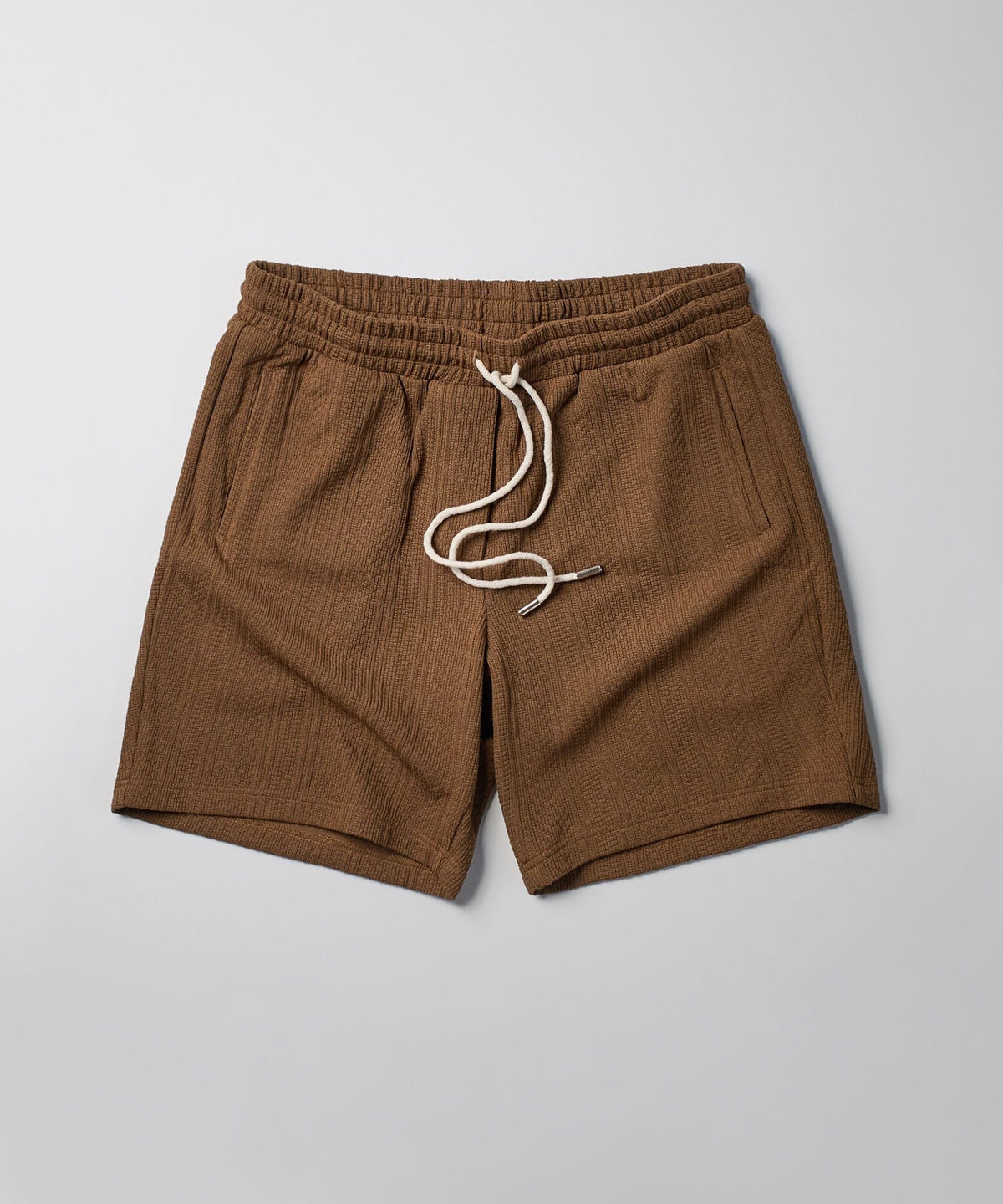 Jacquard Knit Textured Shorts - Brown