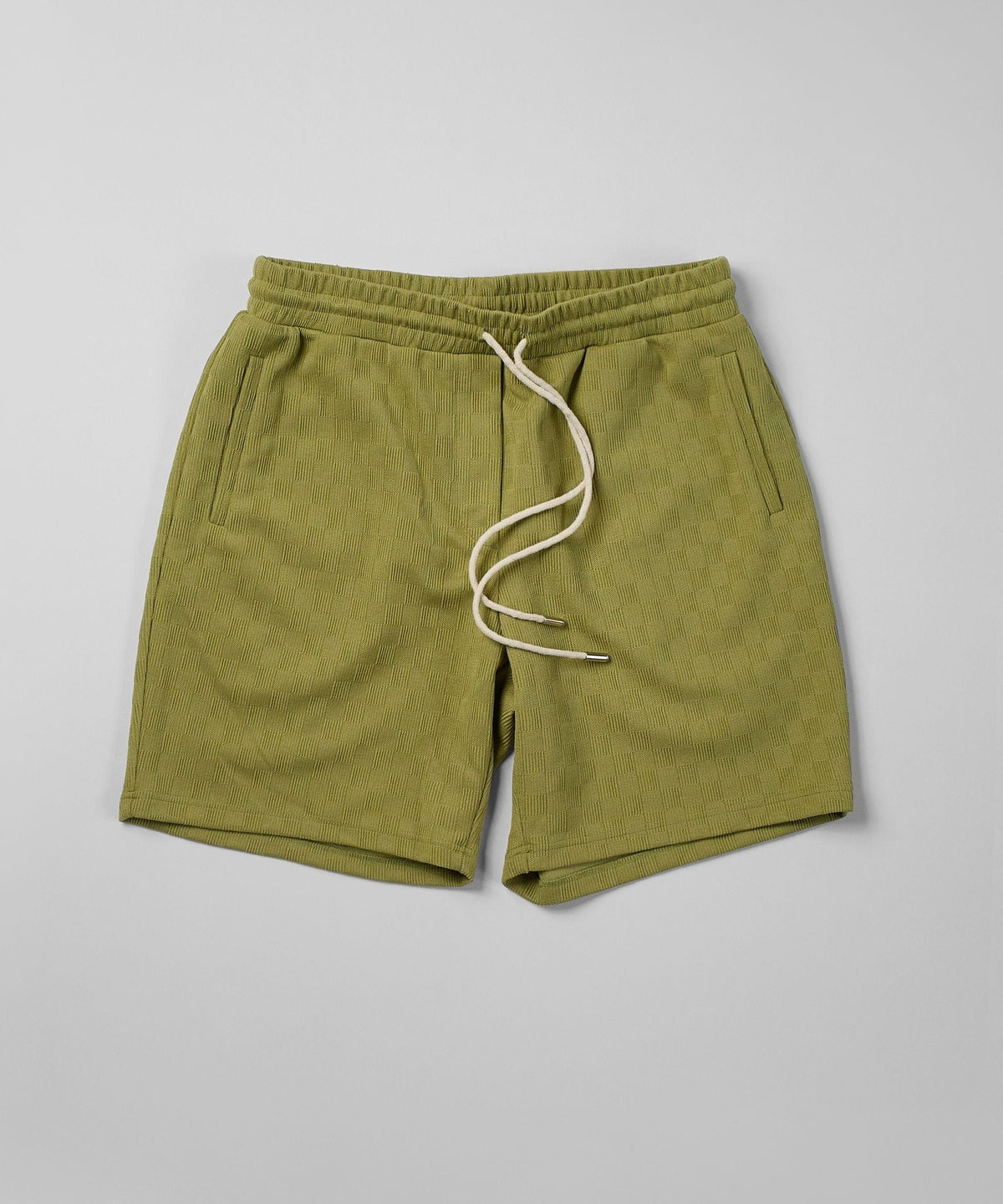 Jacquard Knit Textured Shorts - Olive Green