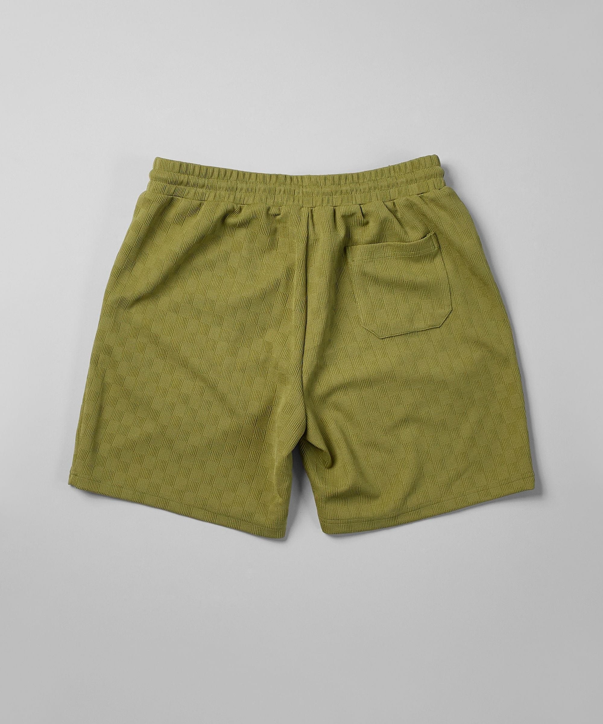 Jacquard Knit Textured Shorts - Olive Green