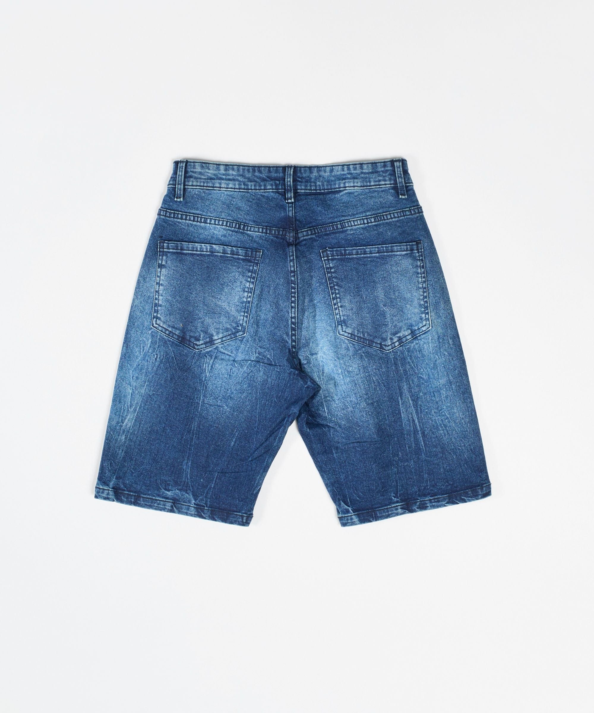 Destroyed Denim Shorts - Blue