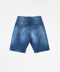 Destroyed Denim Shorts - Blue