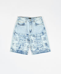 Destroyed Rip And Repair Denim Shorts - Light Blue