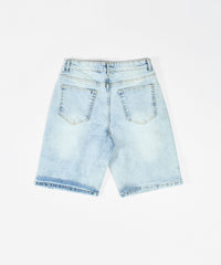 Destroyed Rip And Repair Denim Shorts - Light Blue