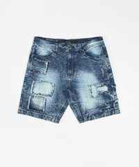 Wooster Destroyed Denim Shorts  - Light Blue