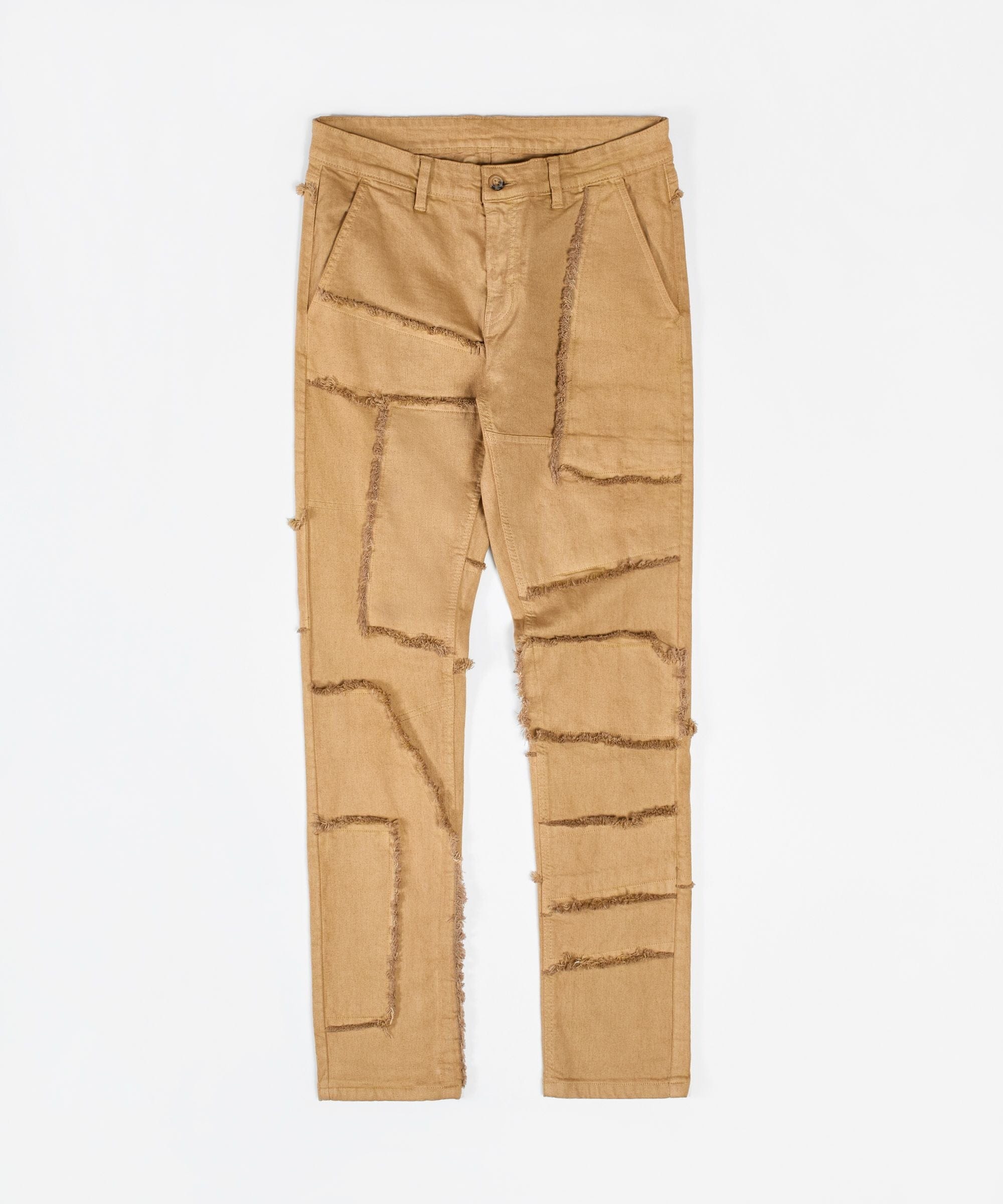Frayed Denim Jeans - Khaki