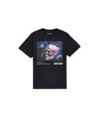 Painted Skull Embroidery Short Sleeve Tee - Black