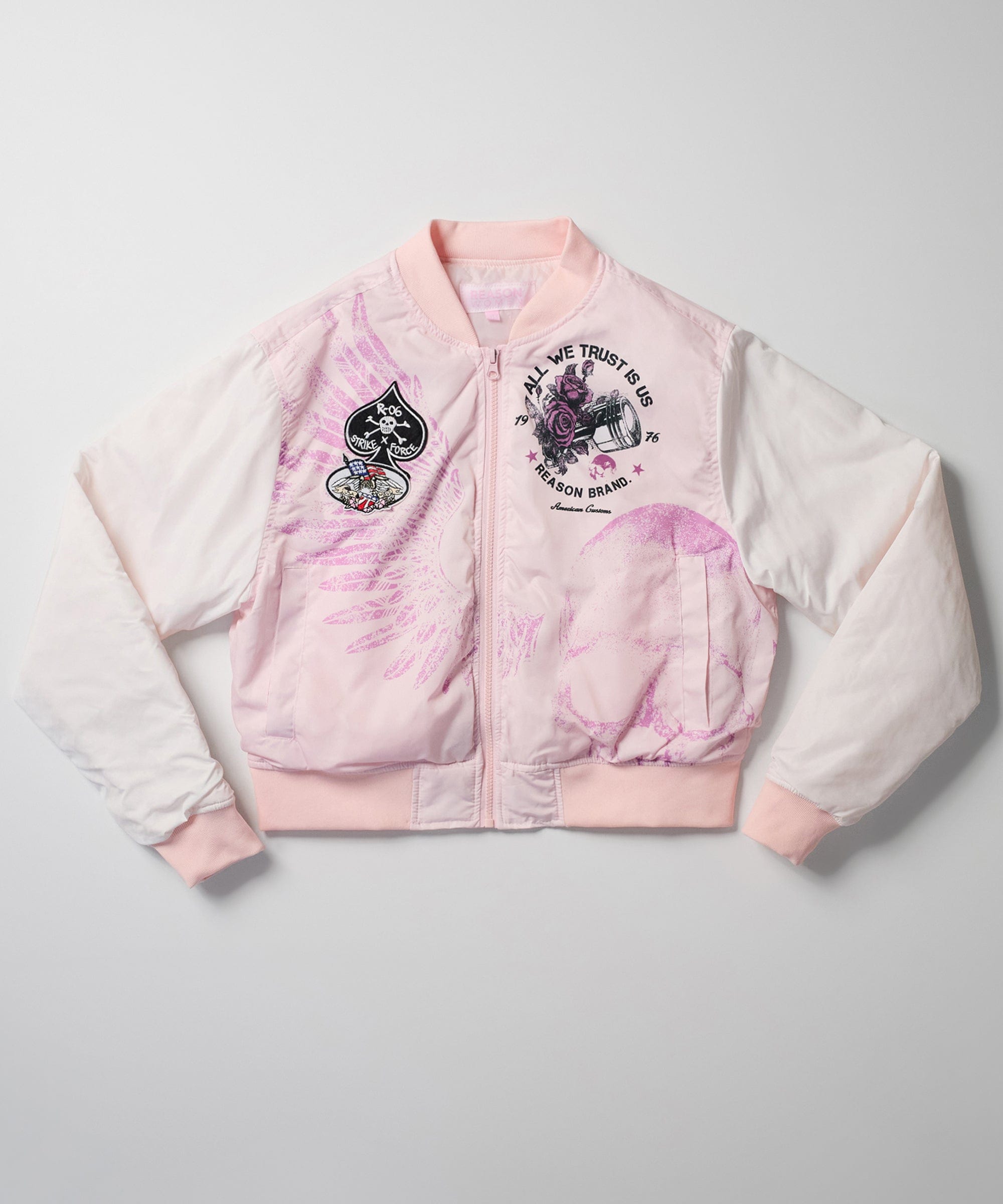 Women All We Trust Varsity Jacket - Cream