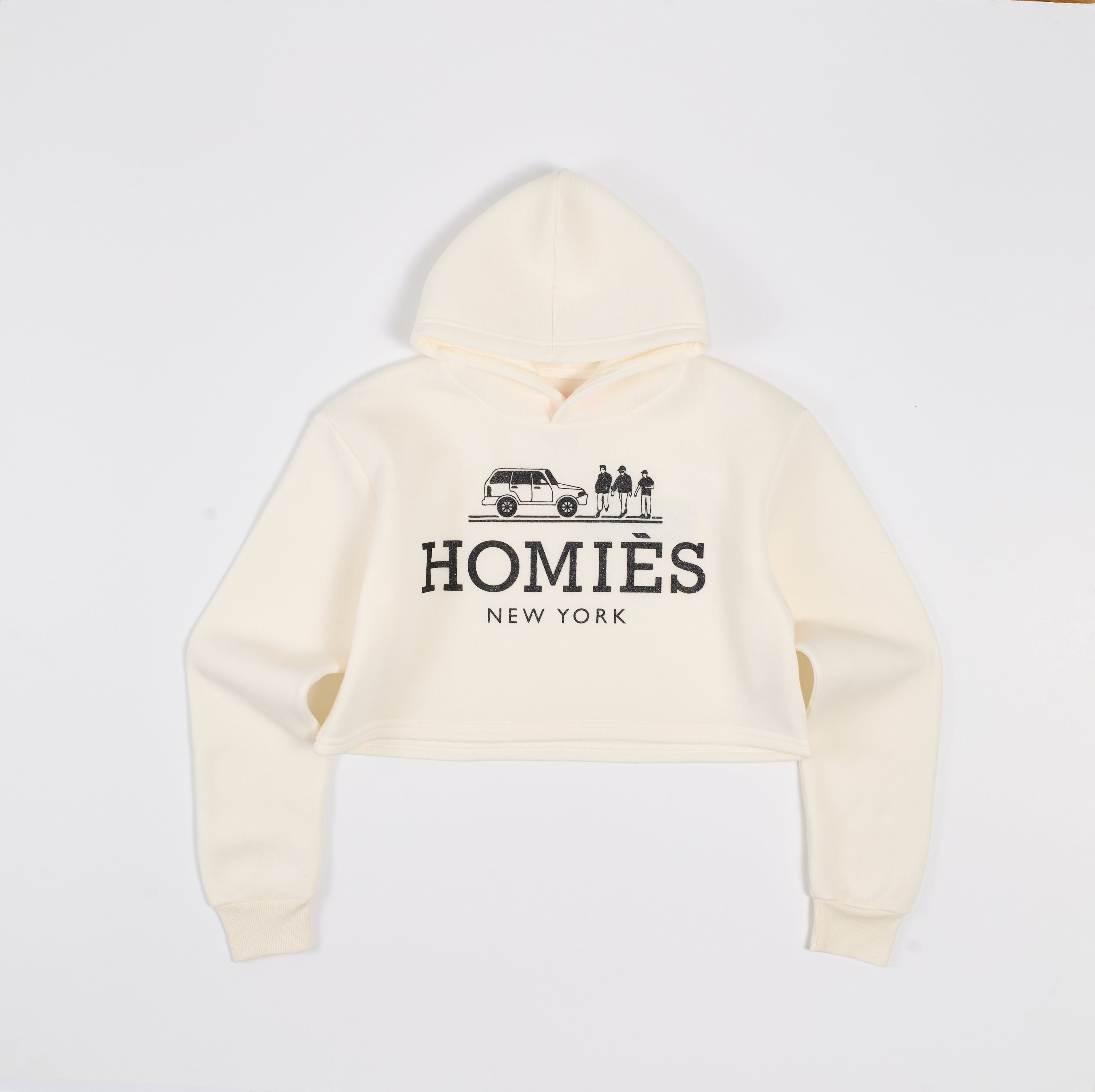Women Homies Cropped Hoodie - Cream