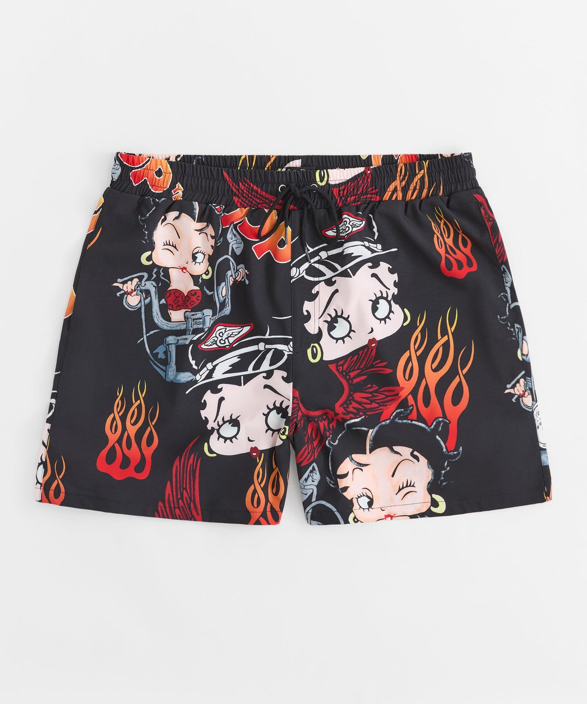 Women Biker Betty Boop Woven Short - Black