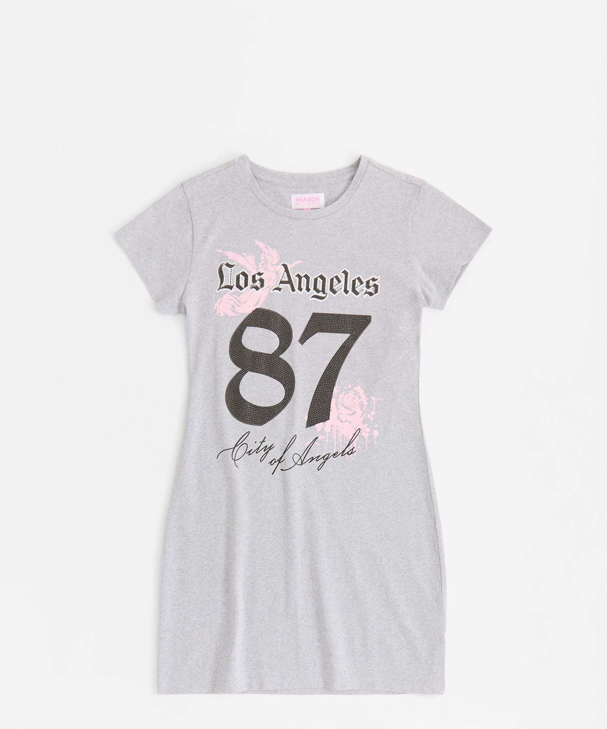 LA Angels Short Sleeve Bodycon Dress - Grey