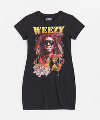 Lil Wayne Musik Short Sleeve Bodycon Dress - Black