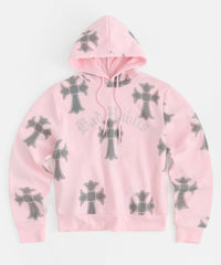 Women Bad Habits Rhinestones Cropped Hoodie - Pink