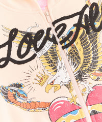 Women Love All Embroidered Cropped Hoodie - Pink