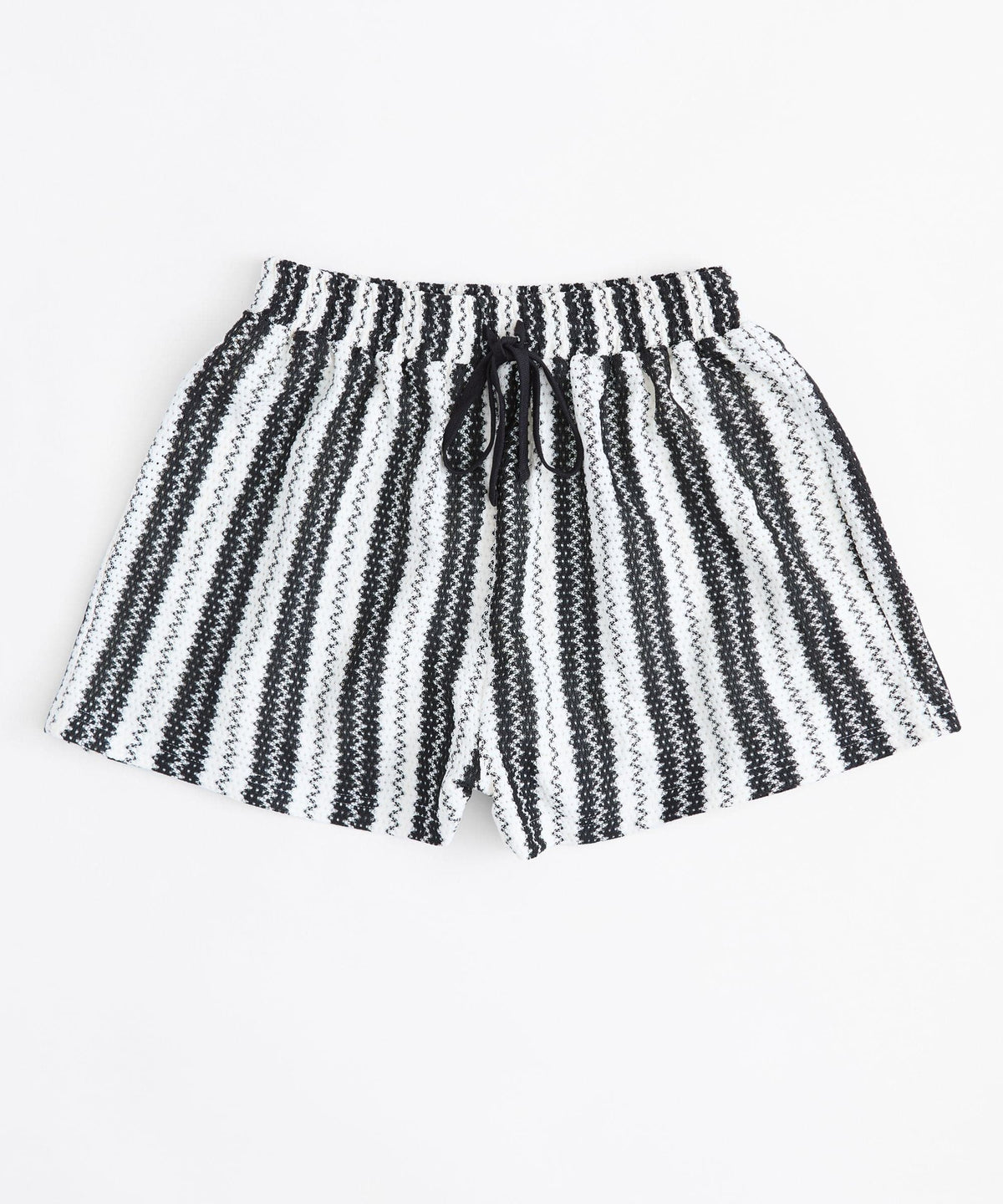Women Plus Size Textured Shorts - Black And White