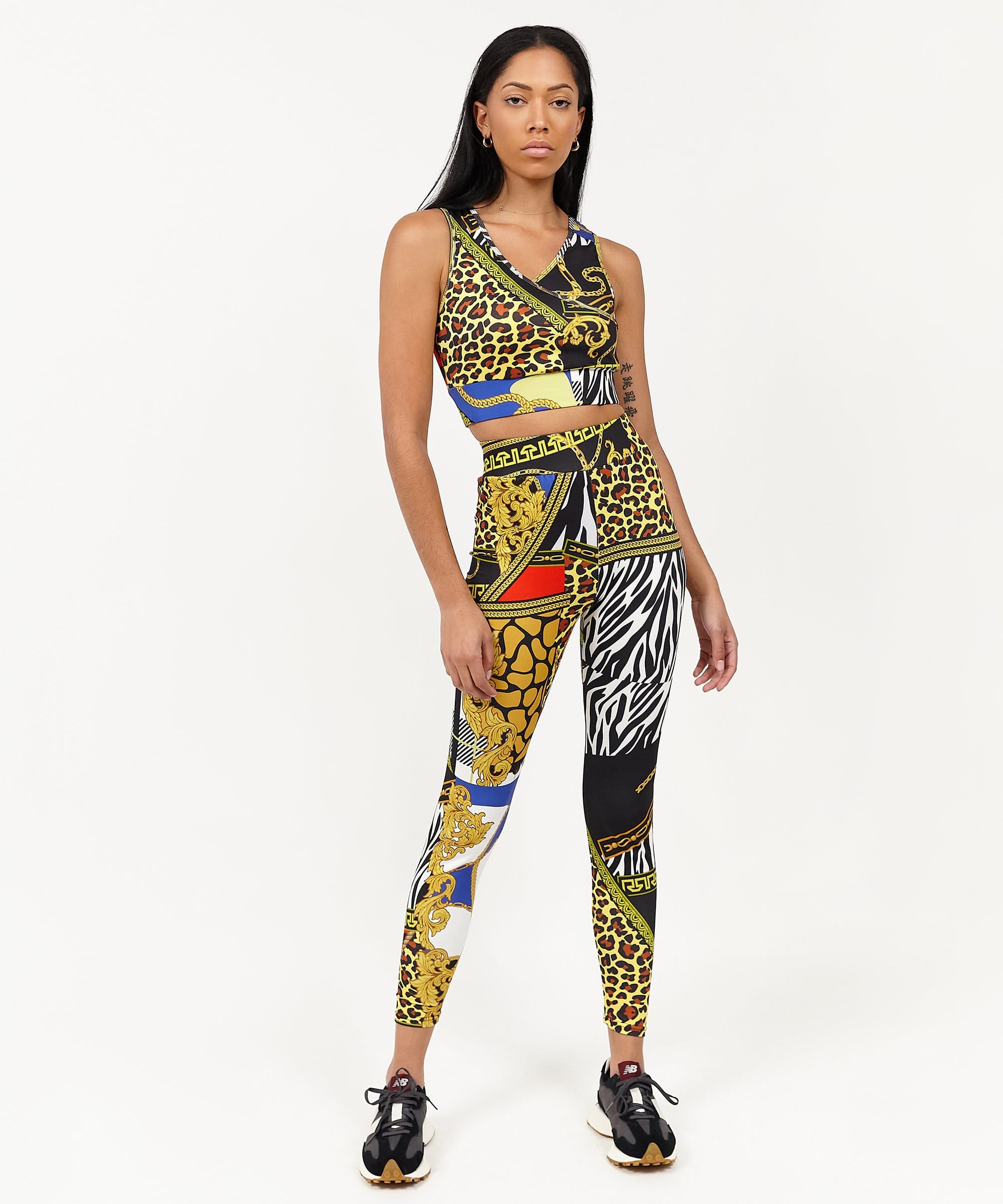 Womens Plaid Chain Sports Bra