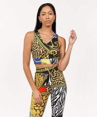 Womens Plaid Chain Sports Bra