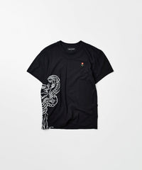 Panter Short Sleeve Graphic Print Embroidered Detail Tee - Black