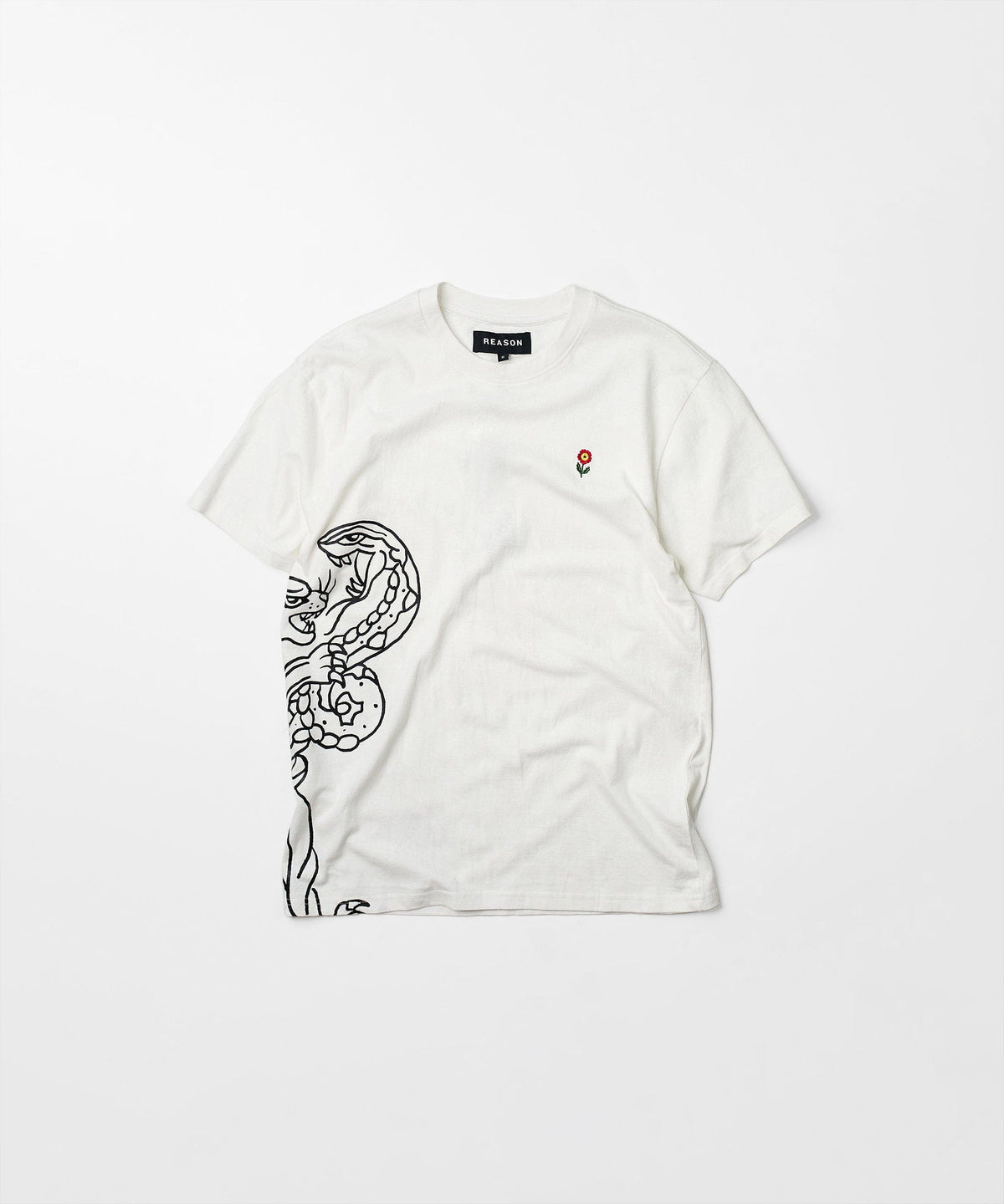 Panter Short Sleeve Graphic Print Embroidered Detail Tee - White