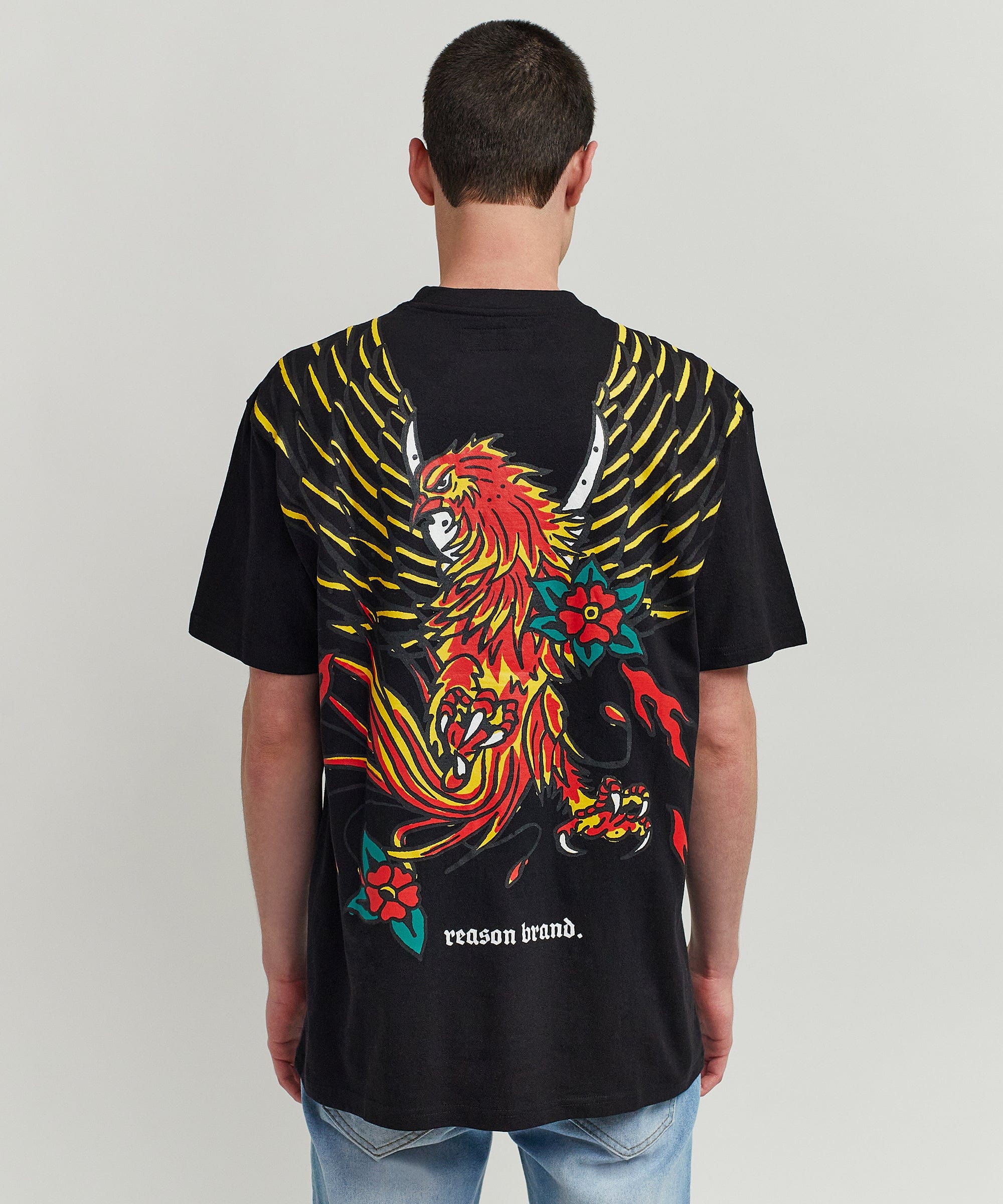 Phoenix Short Sleeve Graphic Print Tee - Black