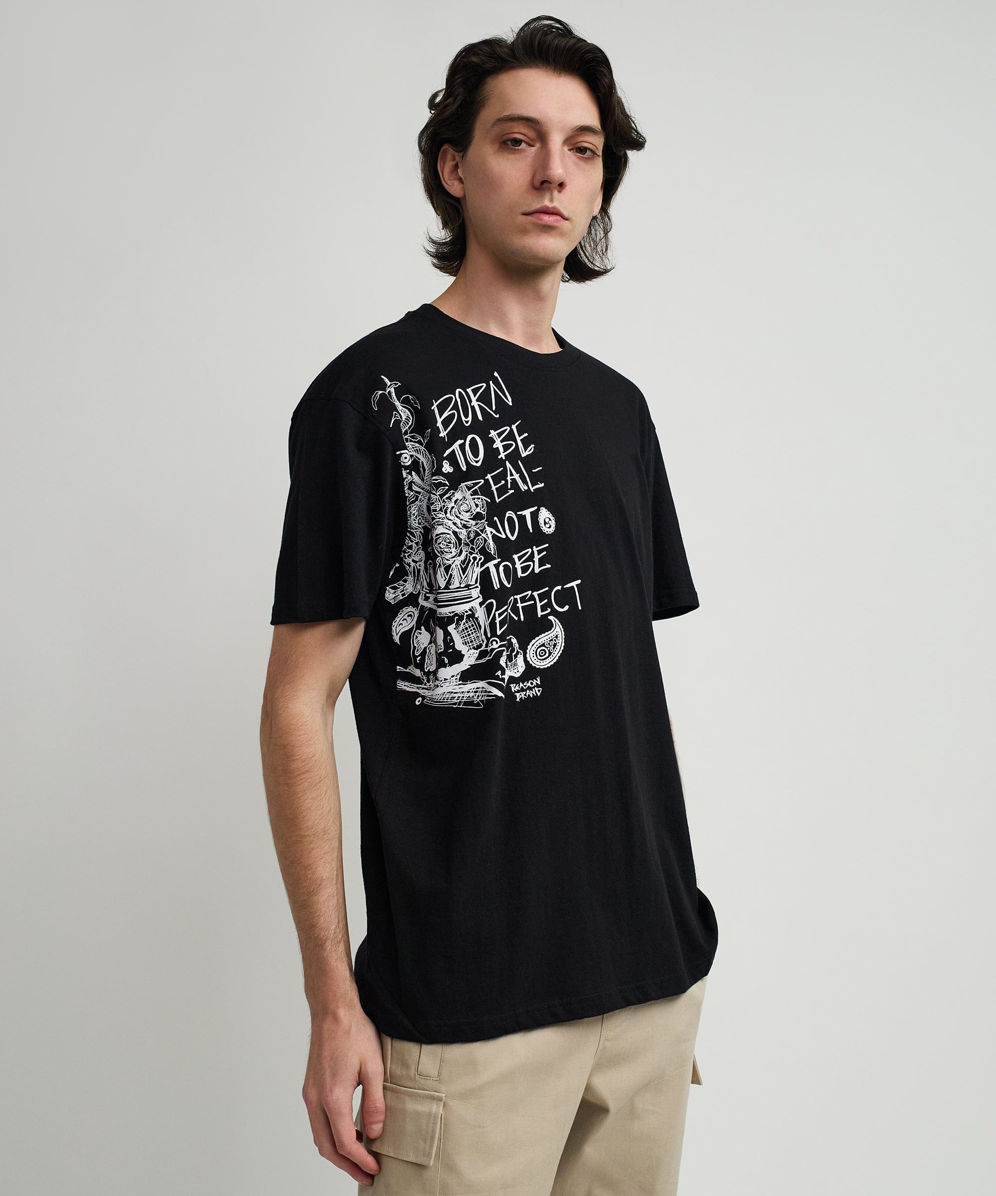 Luca Short Sleeve Graphic Print Tee - Black