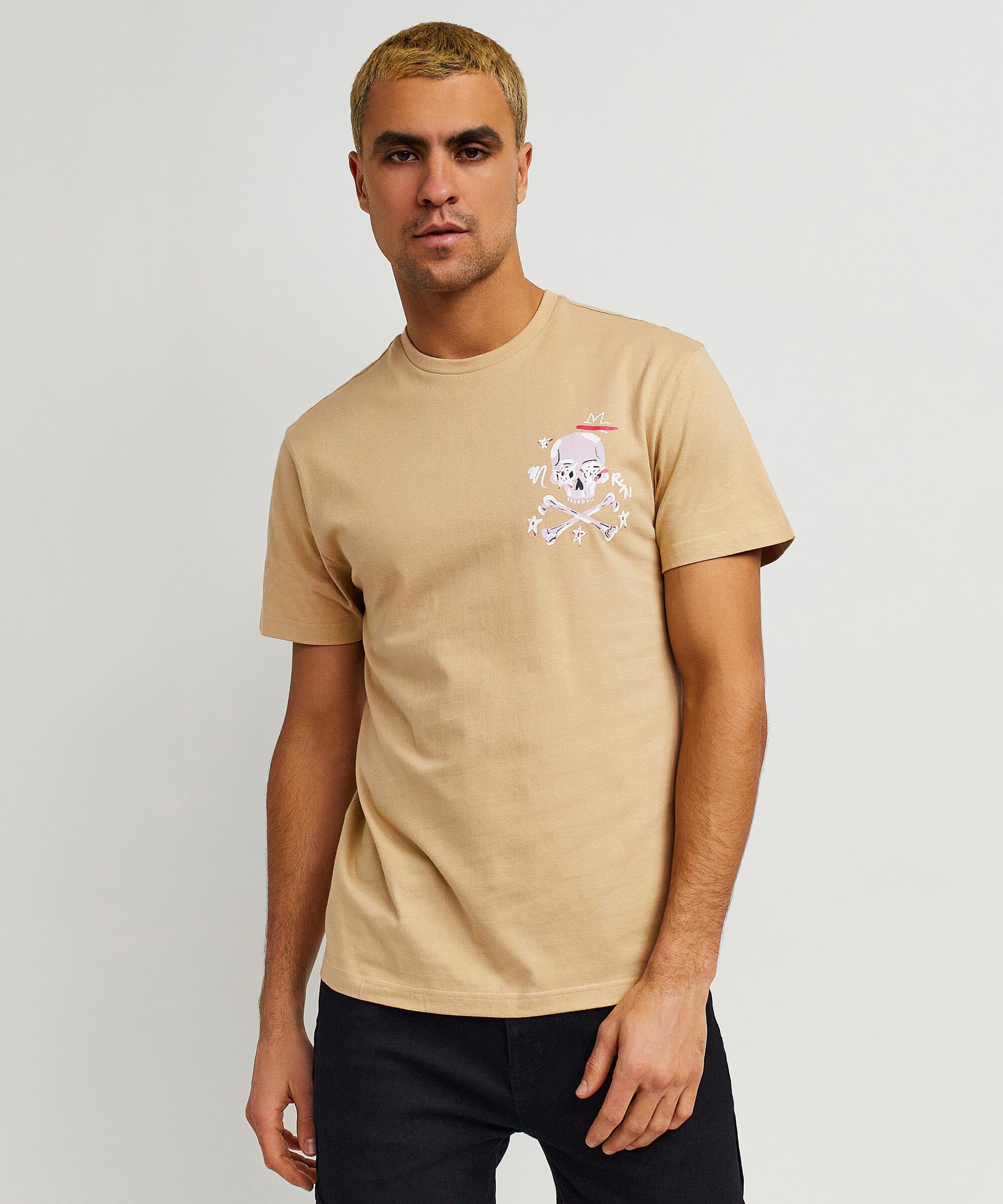 Burn Short Sleeve Graphic Print Tee - Khaki