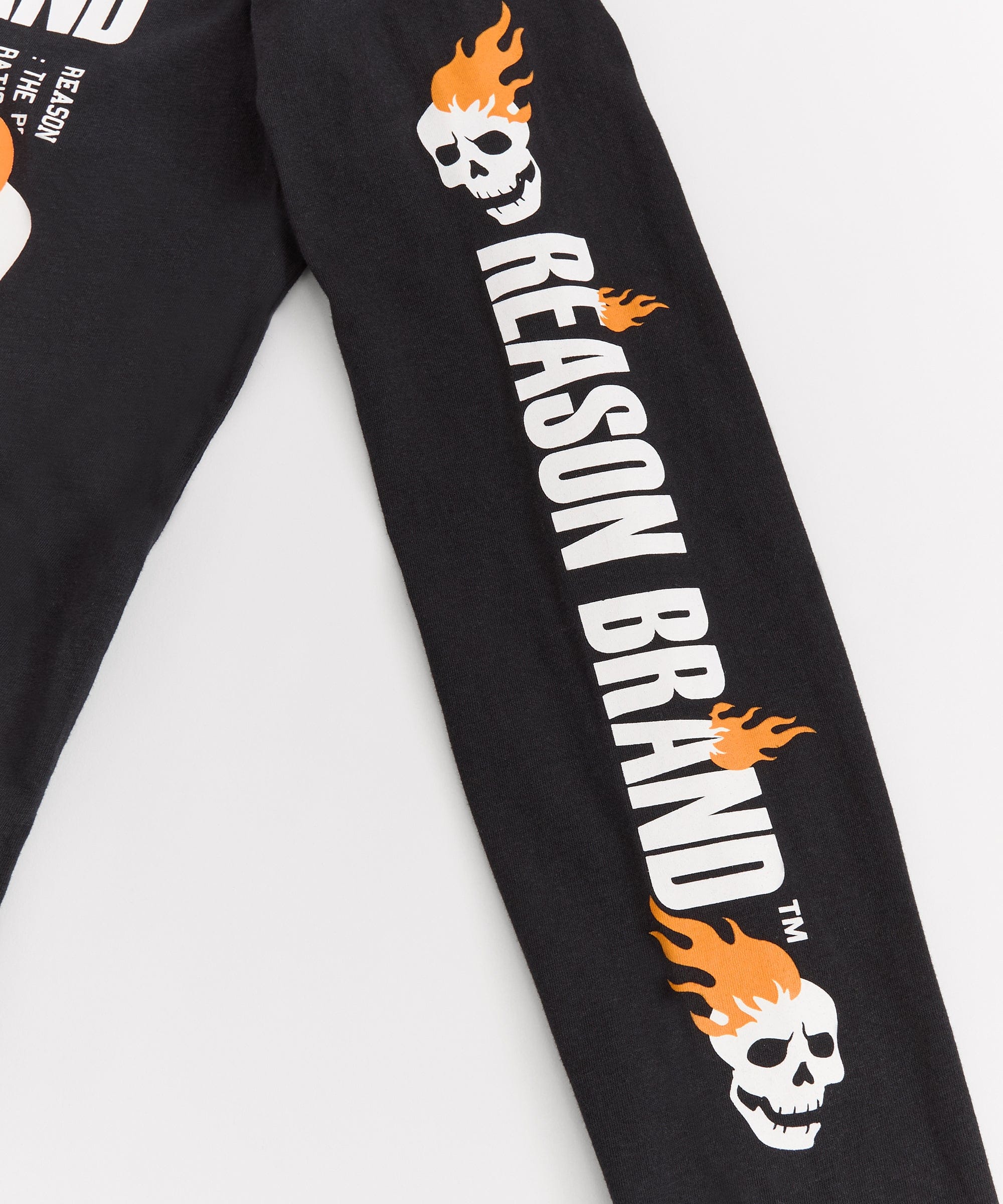 Brad Skull Flame Placement Print Long Sleeve Tee