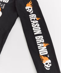 Brad Skull Flame Placement Print Long Sleeve Tee