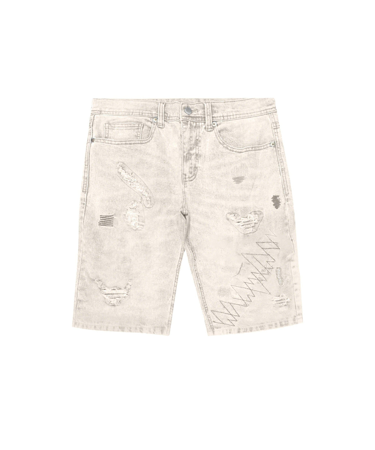 Plus Size K' Andre Distressed Denim Short - Cream