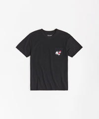 Nice Trip Short Sleeve Graphic Print Embroidered Pocket Tee - Black