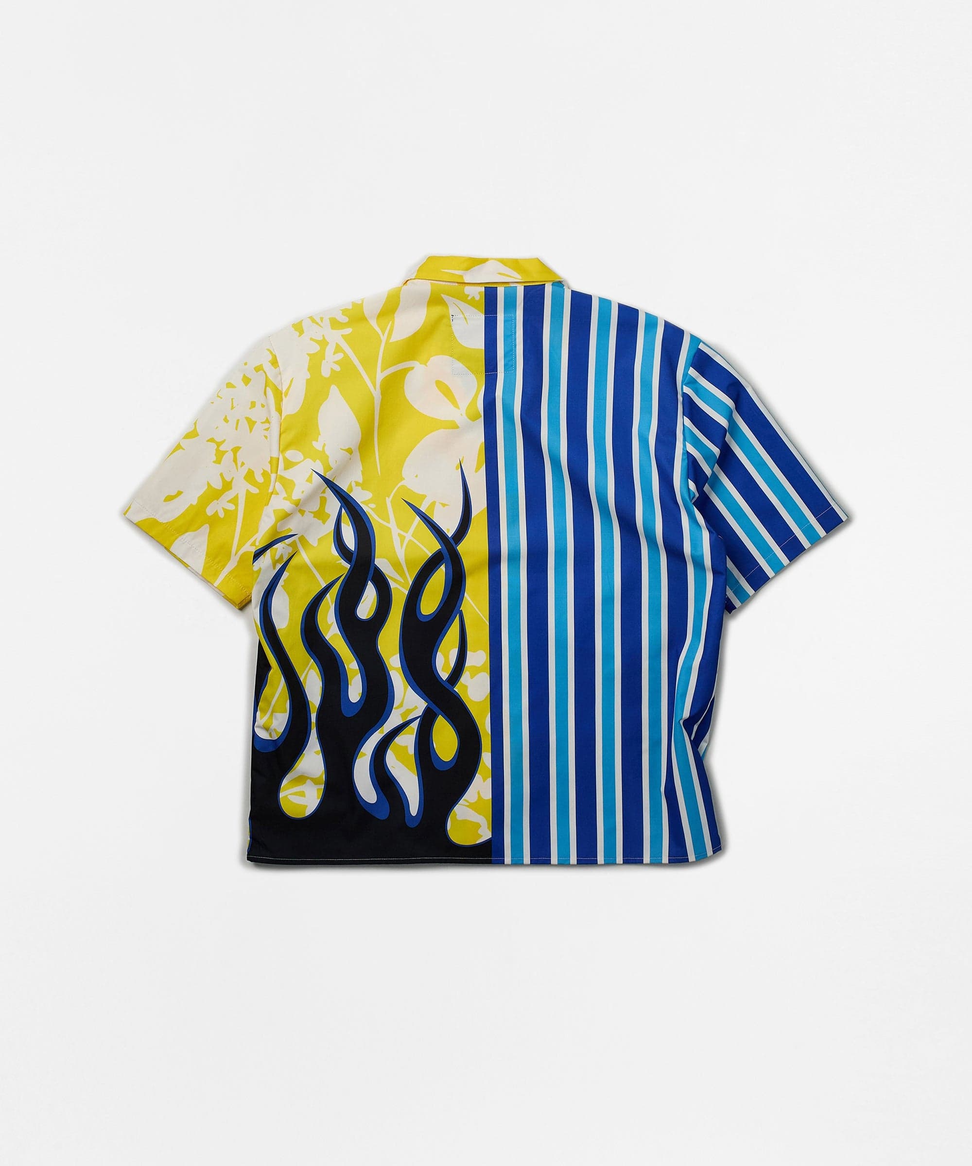 Stripes And Flames Split Short Sleeve Shirt