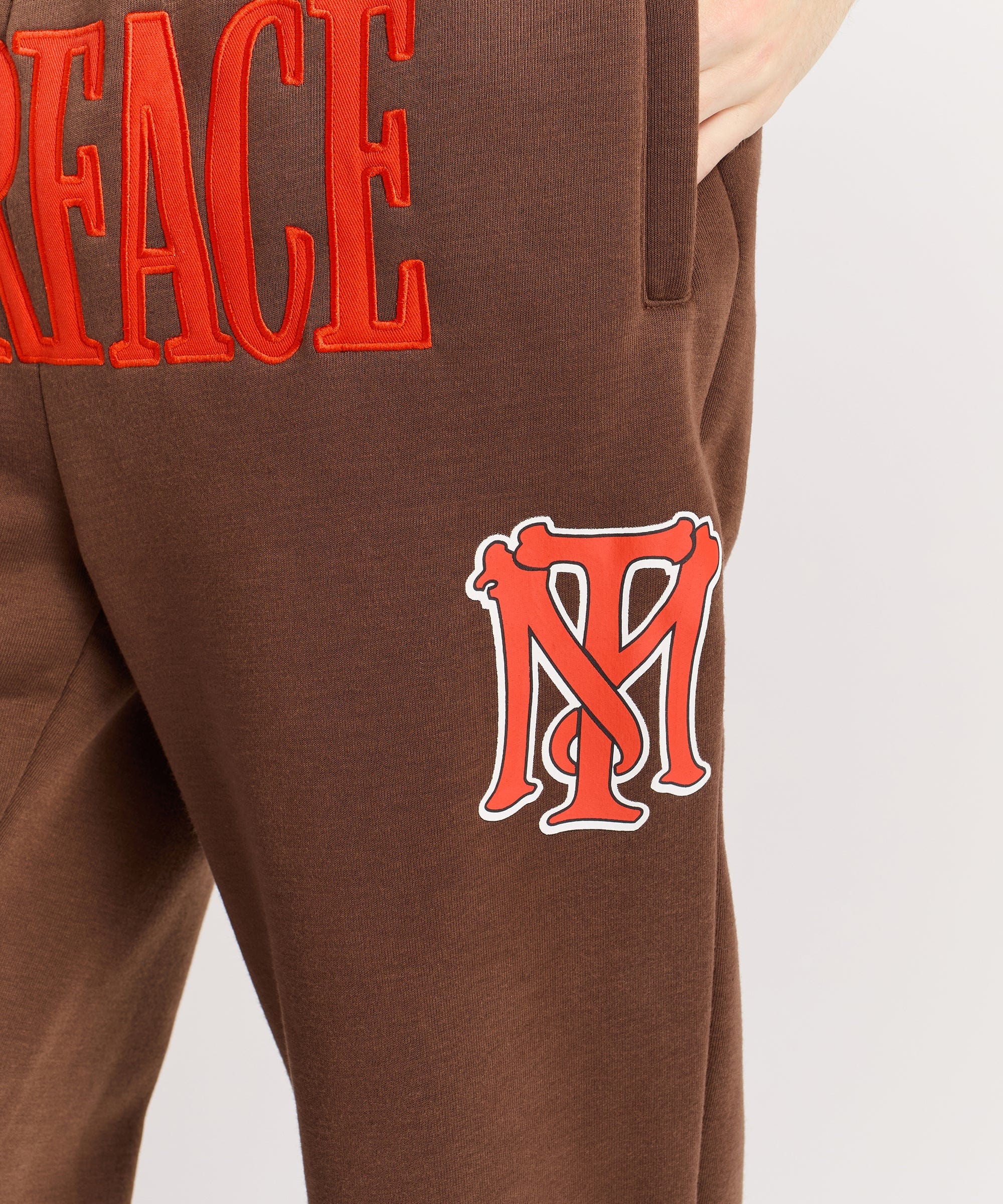 Scarface White Suit Embroidered Joggers - Brown