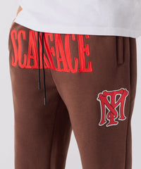 Scarface White Suit Embroidered Joggers - Brown