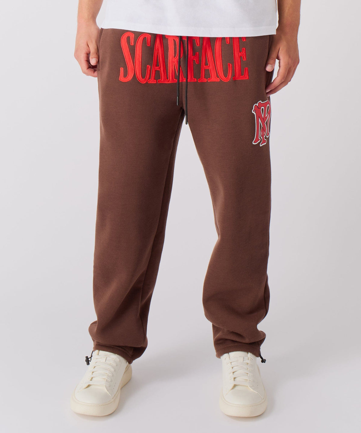 Scarface White Suit Embroidered Joggers - Brown
