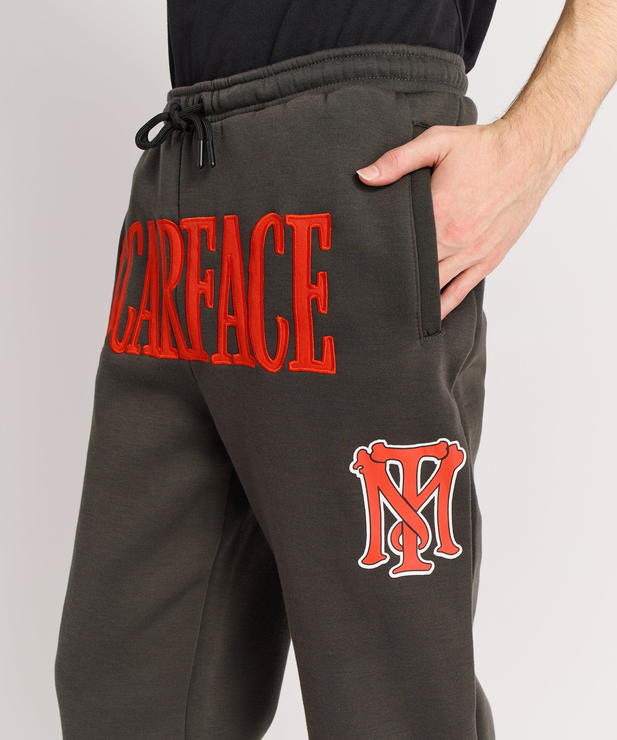 Scarface White Suit Embroidered Joggers - Charcoal