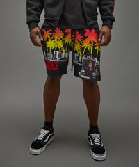 Scarface Palm Tree Embroidered Short - Black