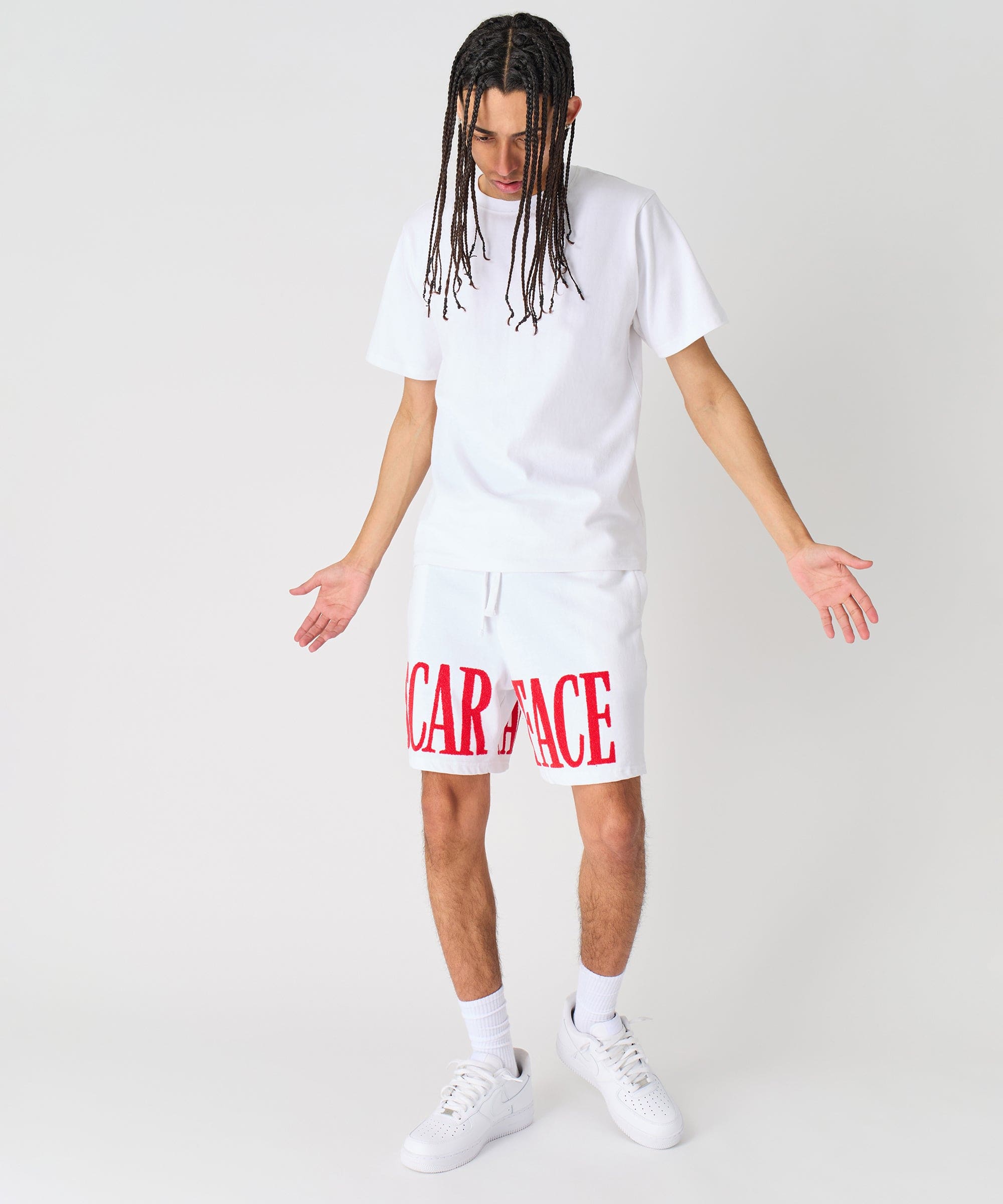 Scarface Fleece Glitter Sugar Print Shorts - White